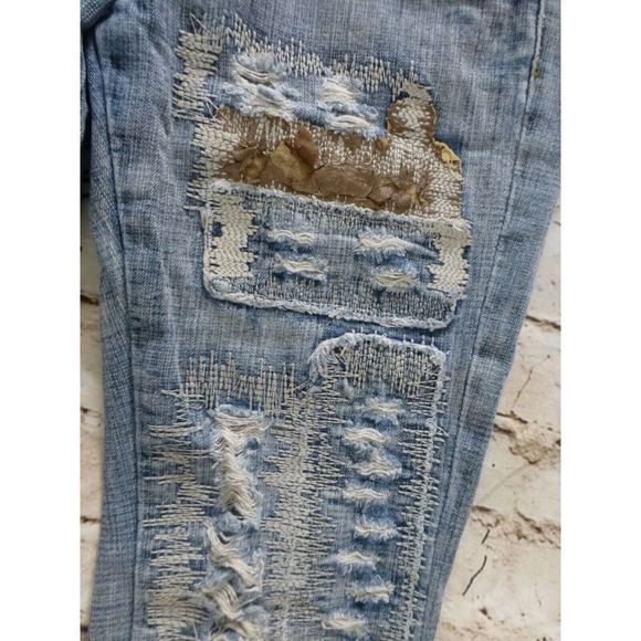XRay Jeans Denim Women's Size 25 25x31 Destroyed Distressed Blue Boot Cut - Picture 4 of 9